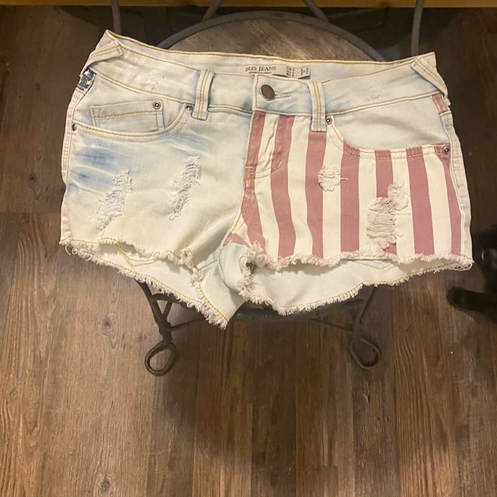 American Flag Jean Shorts Small